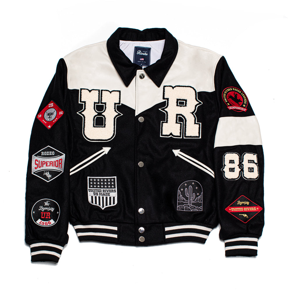 Supreme Painted Leather Varsity Jacket 'Red