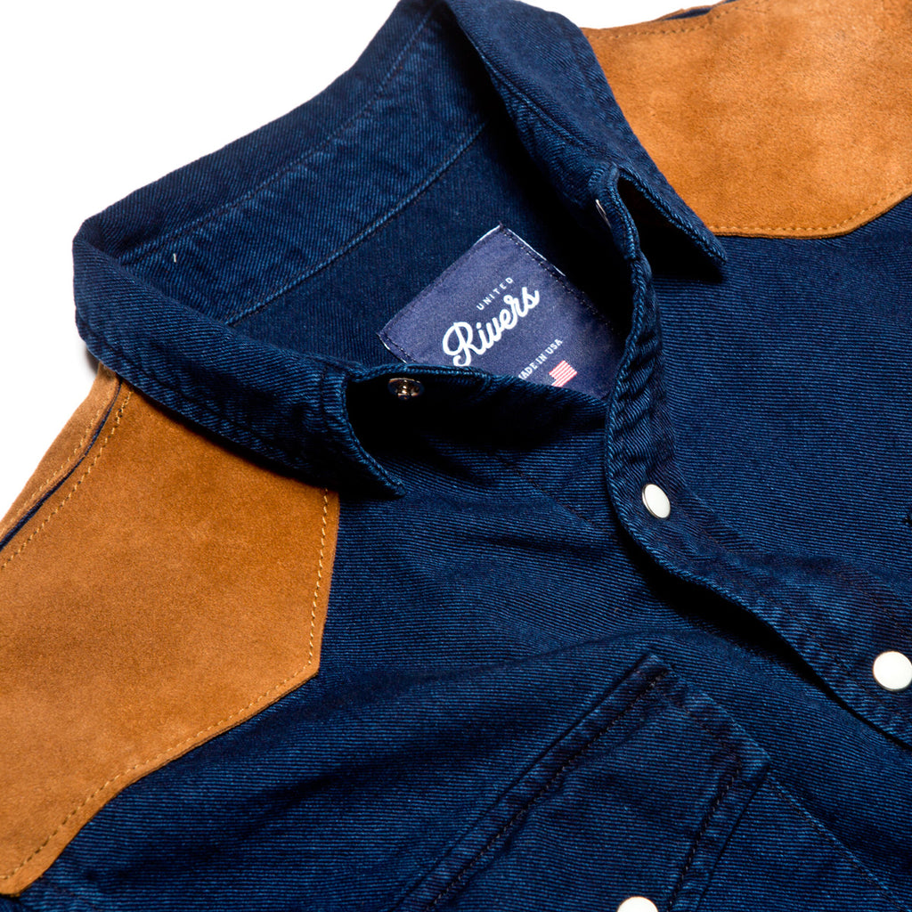 United Rivers Rio Bravo cotton-linen button-down shirt leather back