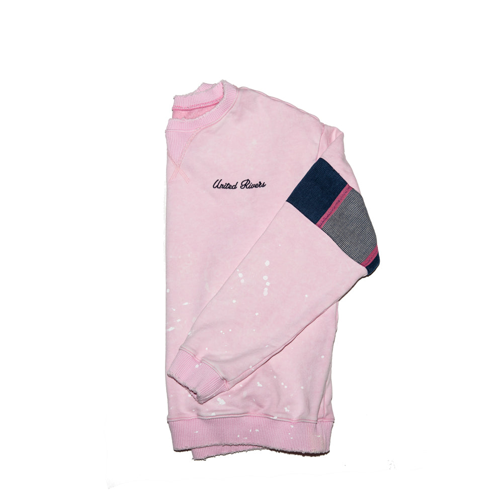 United Rivers Red River crewneck sweater pastel pink with signature United Rivers embroidery