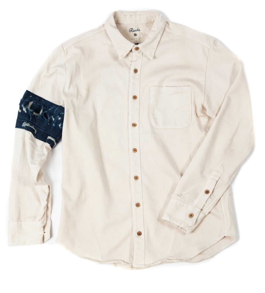 United River African River two-tone twill button-down shirt front