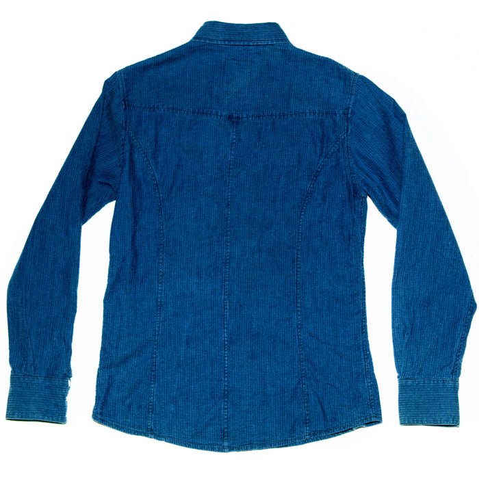 United Rivers Ouachita River cotton-linen button-down denim shirt back